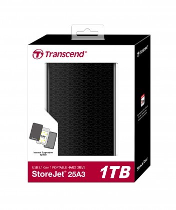 Transcend Genuine J25A3K 1TB USB 3.0 Black External HDD